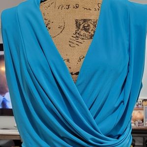 Slanted knee high dress, gathered waistline.